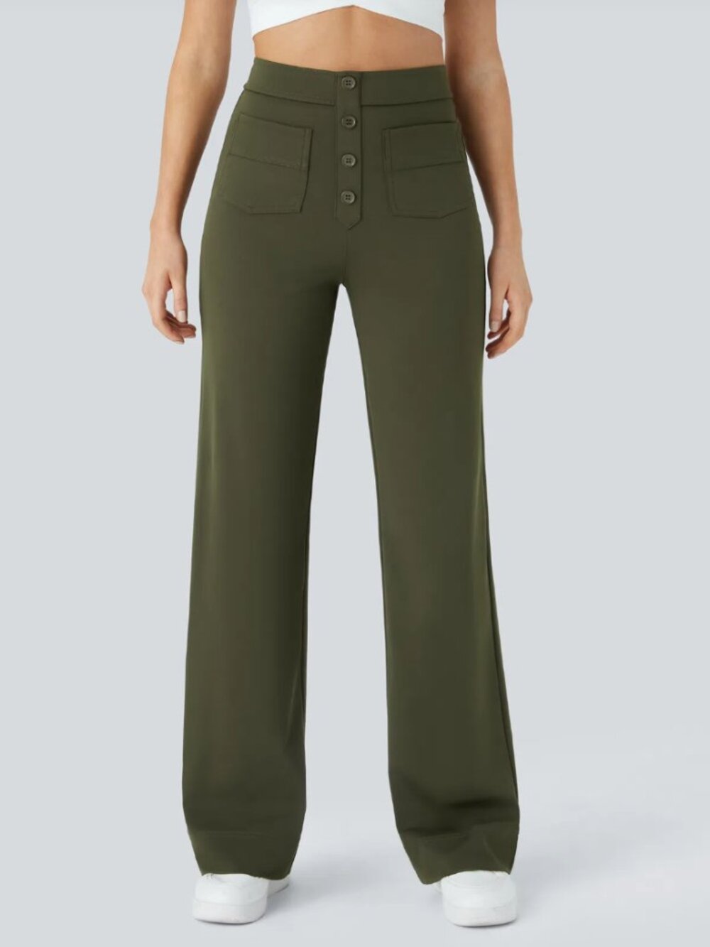 DayStretch High Waisted Pockets Straight Leg Casual Pants